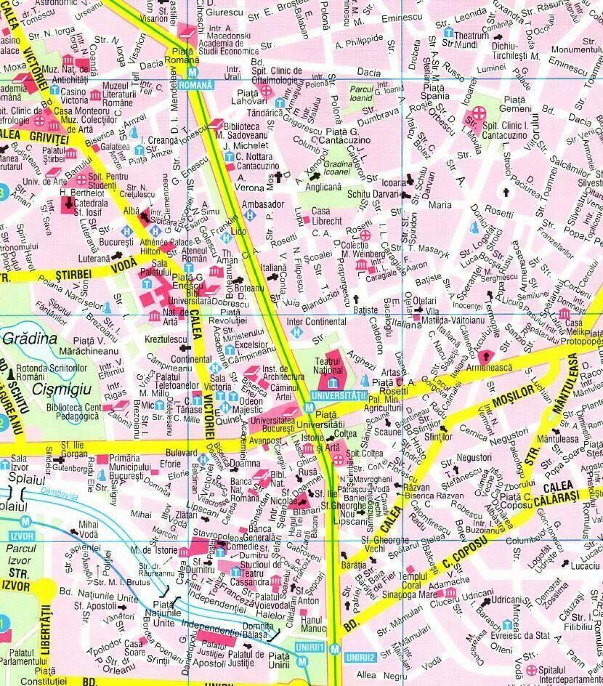 რუკა ბუქარესტის ქალაქის ცენტრში